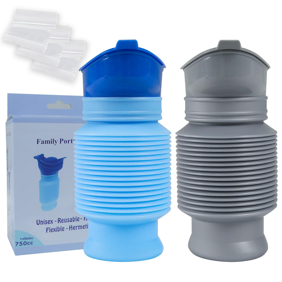 Leetye Mei pee bottle folded for compact storage on the go.