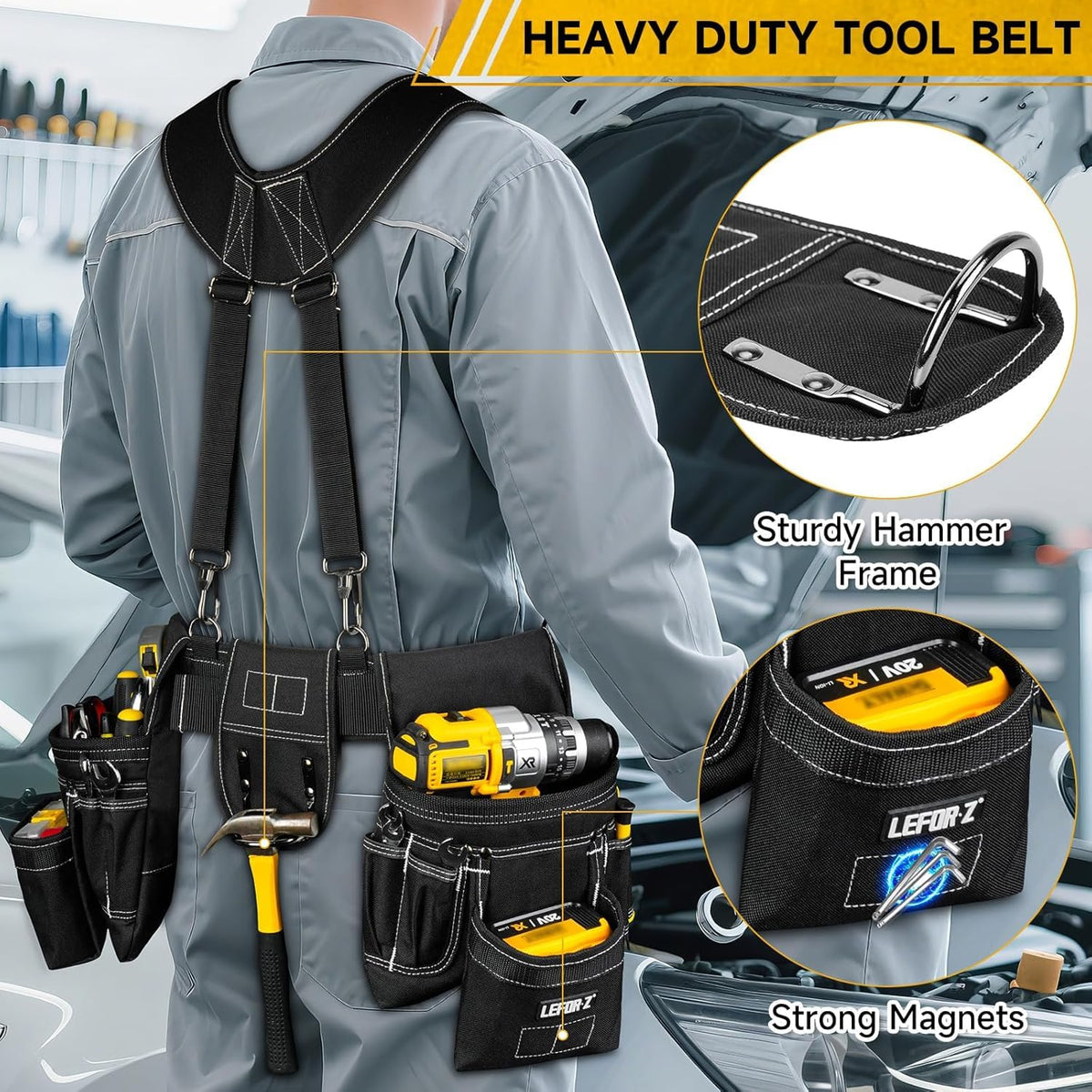 LEFORZ detachable straps with quick-release buckles for flexible fitting around the waist.