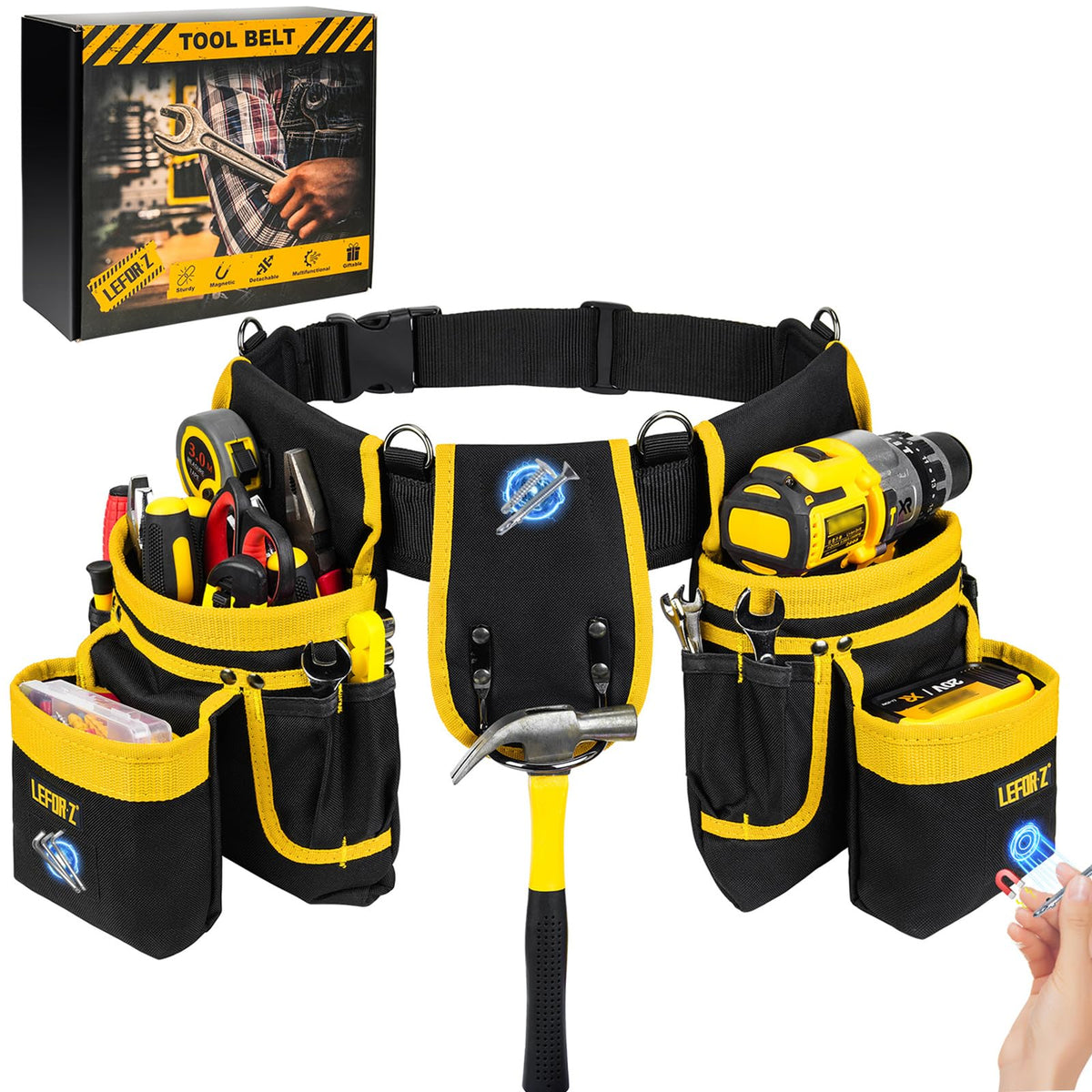 LEFOR·Z tool belt with 27 pockets for quick tool access