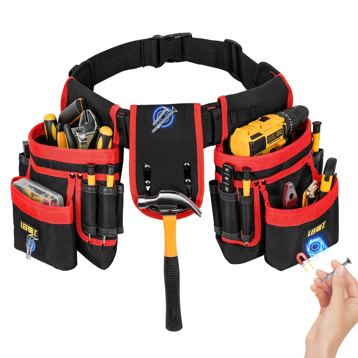 LEFOR·Z tool belt with adjustable straps, front view for a customizable fit.