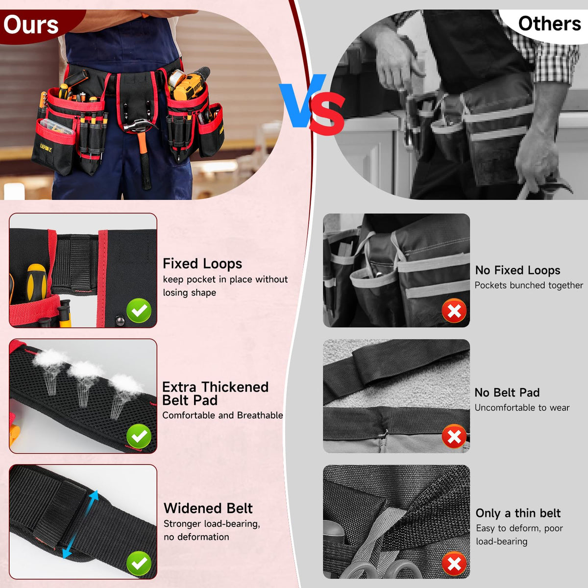 LEFOR·Z tool belt magnet hammer holder in action for quick access.