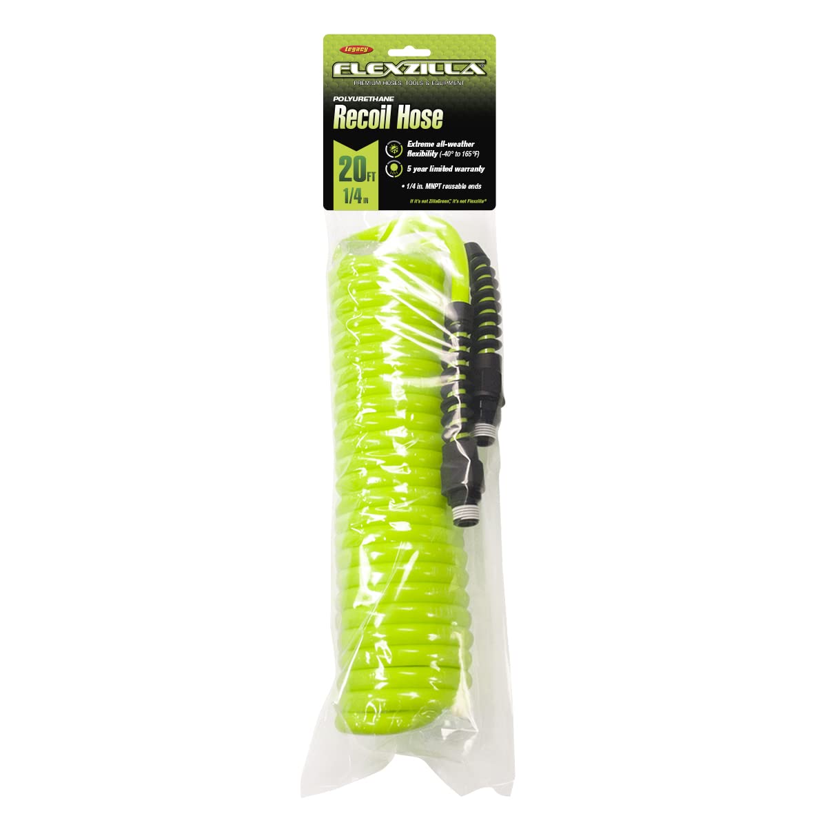 Legacy Flexzilla recoil hose demonstrates tangle-free memory for easy handling