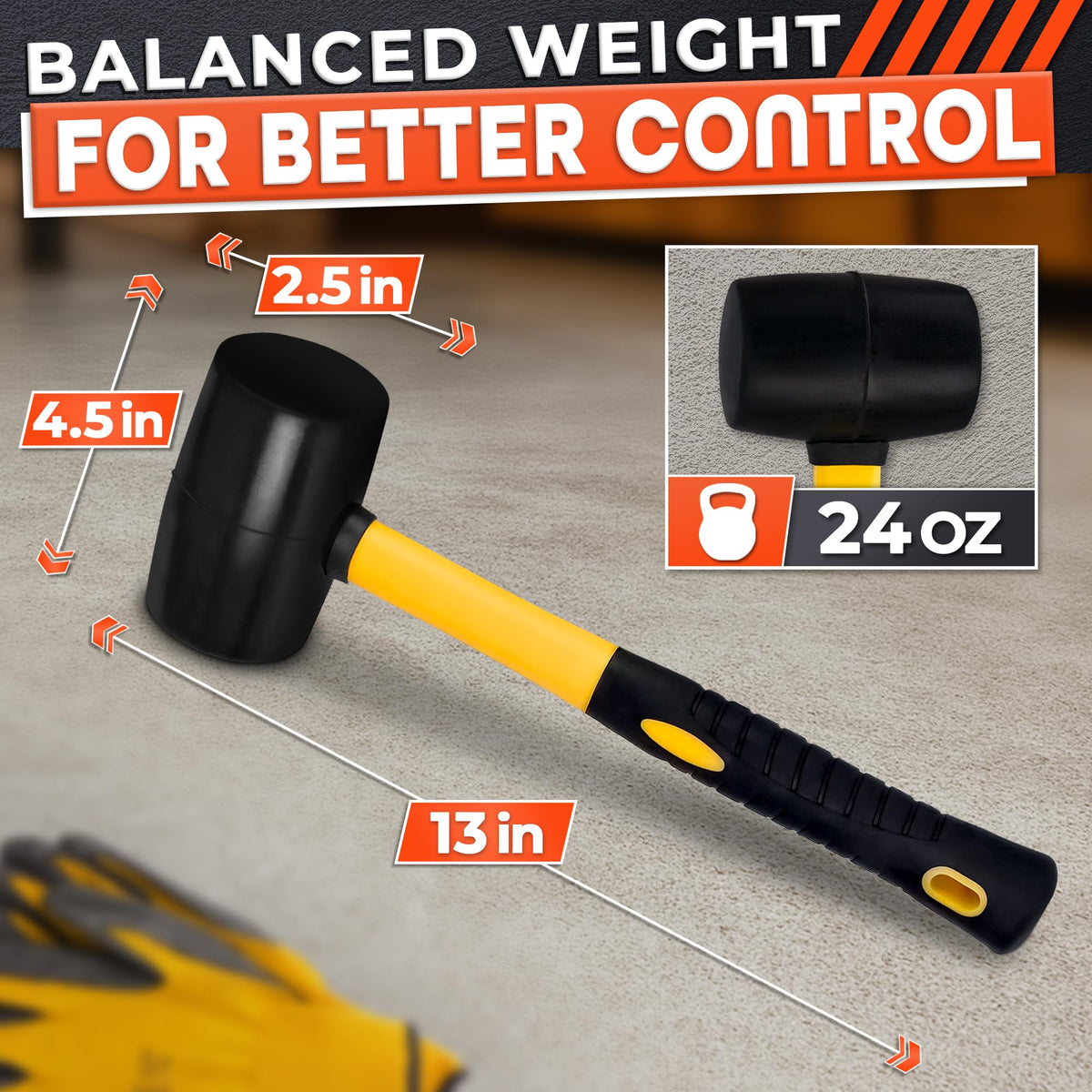 LEGLO rubber mallet ergonomic handle reduces hand fatigue during long tasks