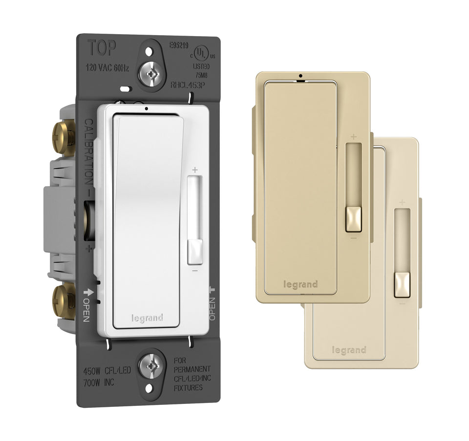 Legrand Radiant dimmer rocker white face enables seamless control of LED and CFL lighting