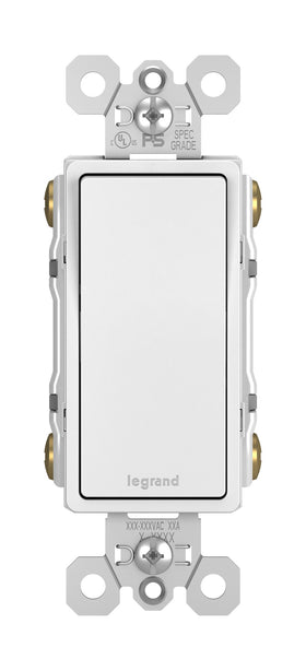 Legrand Radiant 4-way rocker switch white in a contemporary living room for multi-location lighting.