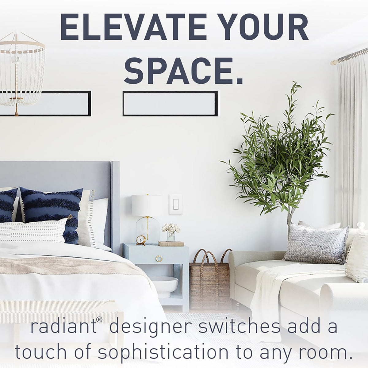 Side view of Legrand Radiant 4-way switch white showing slim profile.