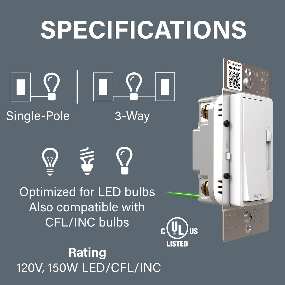 Close-up of adjustable range for flicker-free performance with different LEDs.