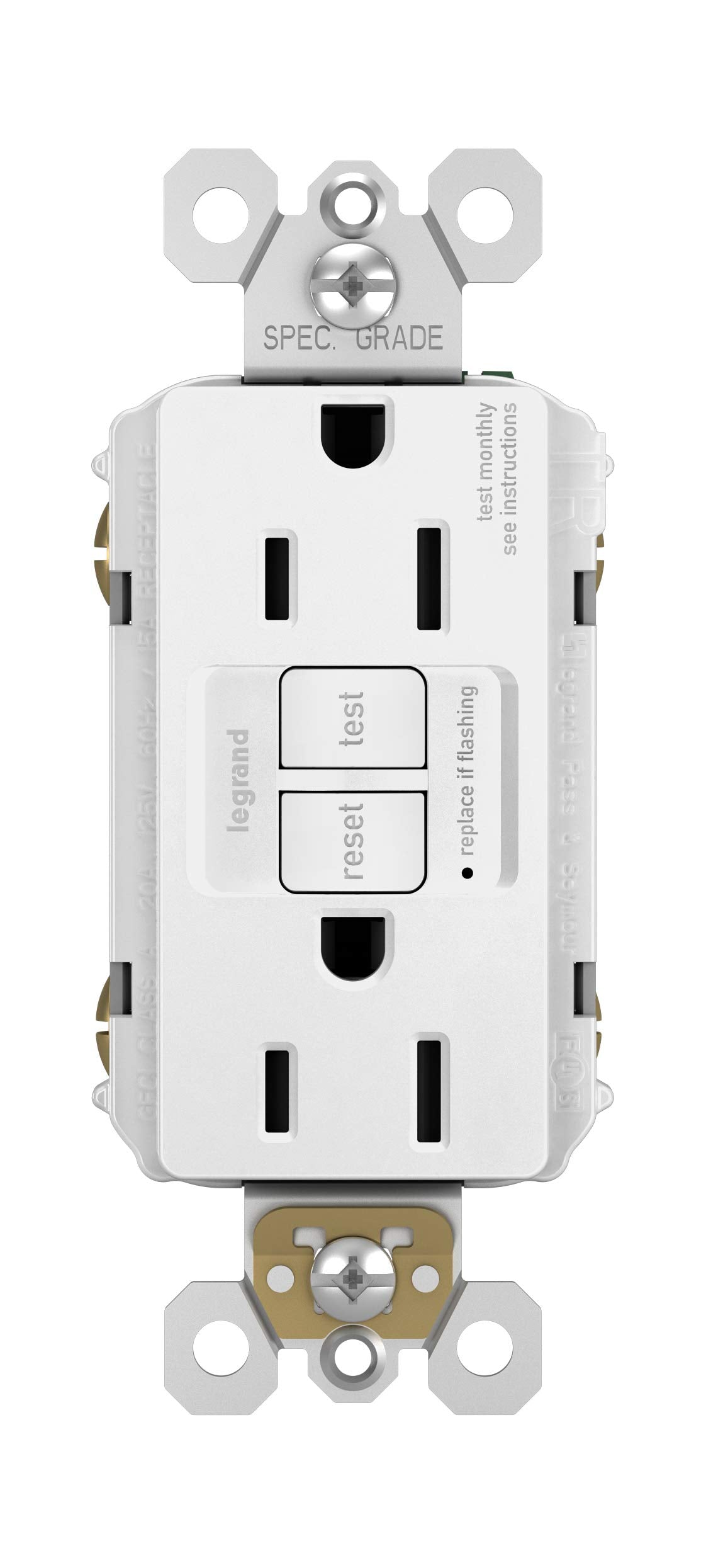 Legrand Radiant front view of the GFCI outlet for kitchen and bath upgrades