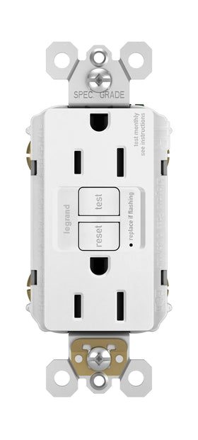 Legrand Radiant front view of the GFCI outlet for kitchen and bath upgrades