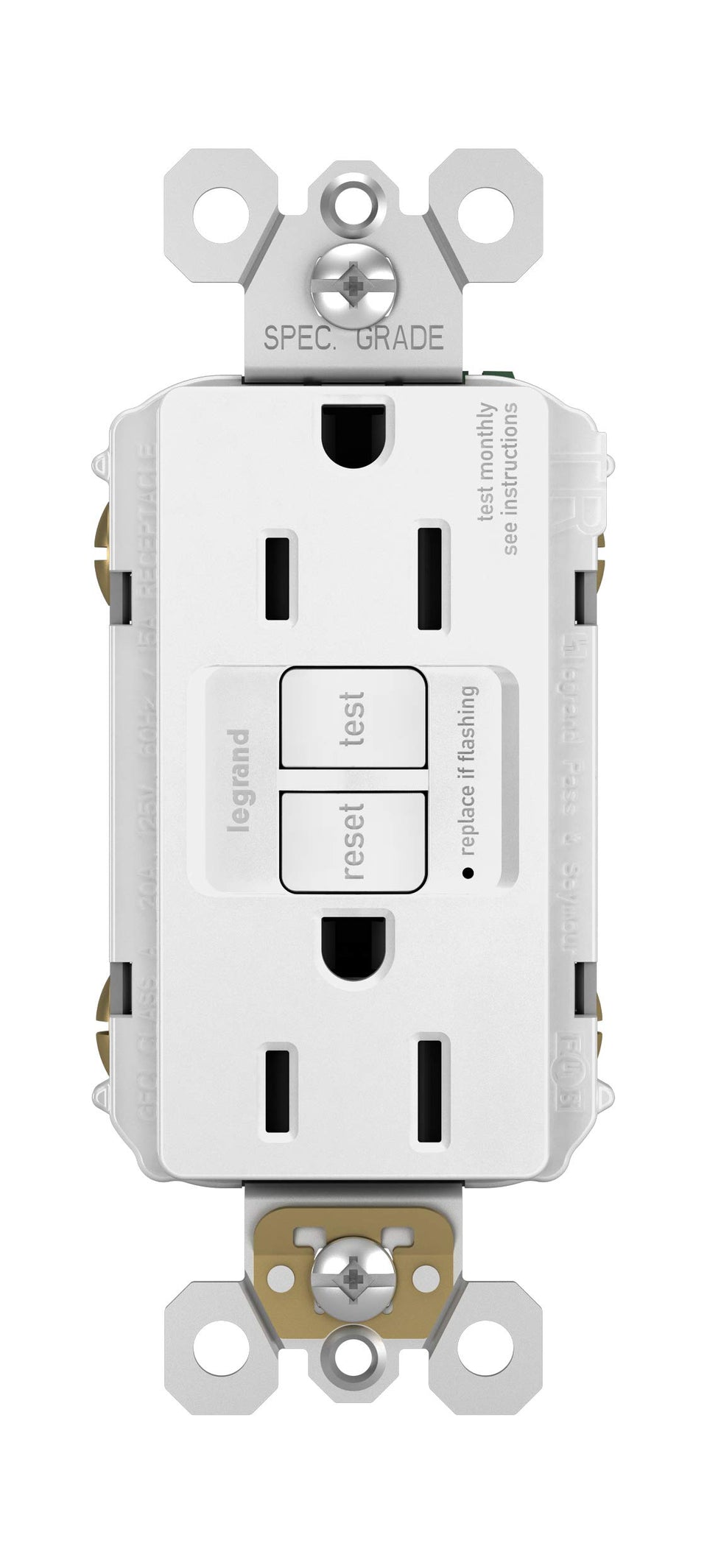 Legrand Radiant front view of the GFCI outlet for kitchen and bath upgrades