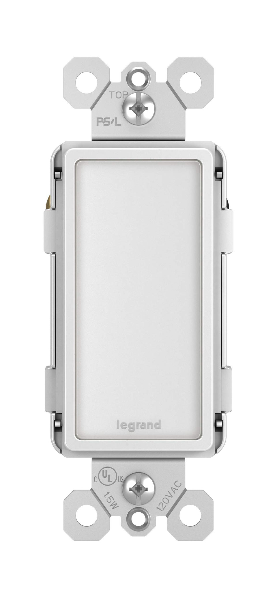 Legrand Radiant night light outlet front view for easy hallway illumination.