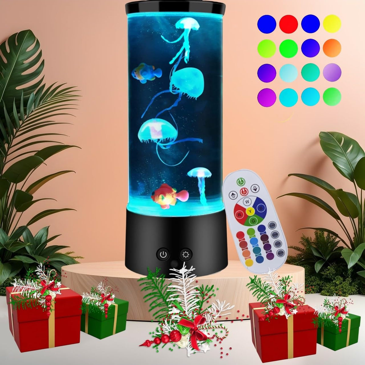 LEHAHA jellyfish lamp remote-control use for easy mood lighting.