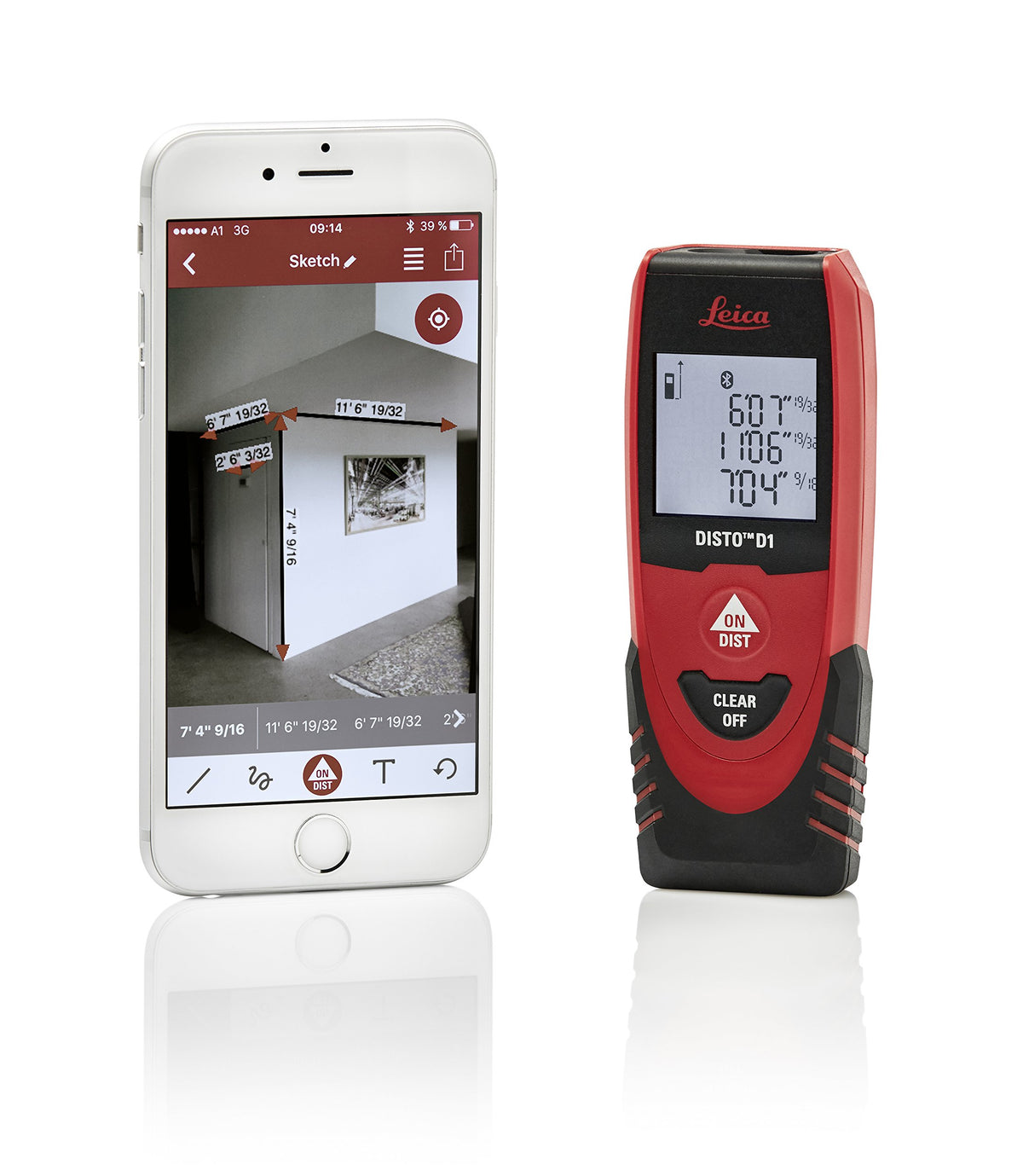 Leica DISTO D1 two-button operation offers fast measurements with precision.