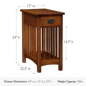 Leick Home Mission End Table in medium oak finish highlights natural wood grain and warmth.