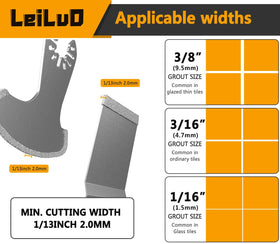 Diamond-coated edge quickly cuts through stubborn cement and grout.