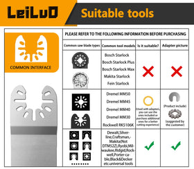 LEILUO Diamond oscillating blade with curved head for curved tile gaps access.