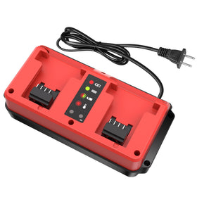 Leisuda 18V dual-port charger powers two Milwaukee batteries efficiently.