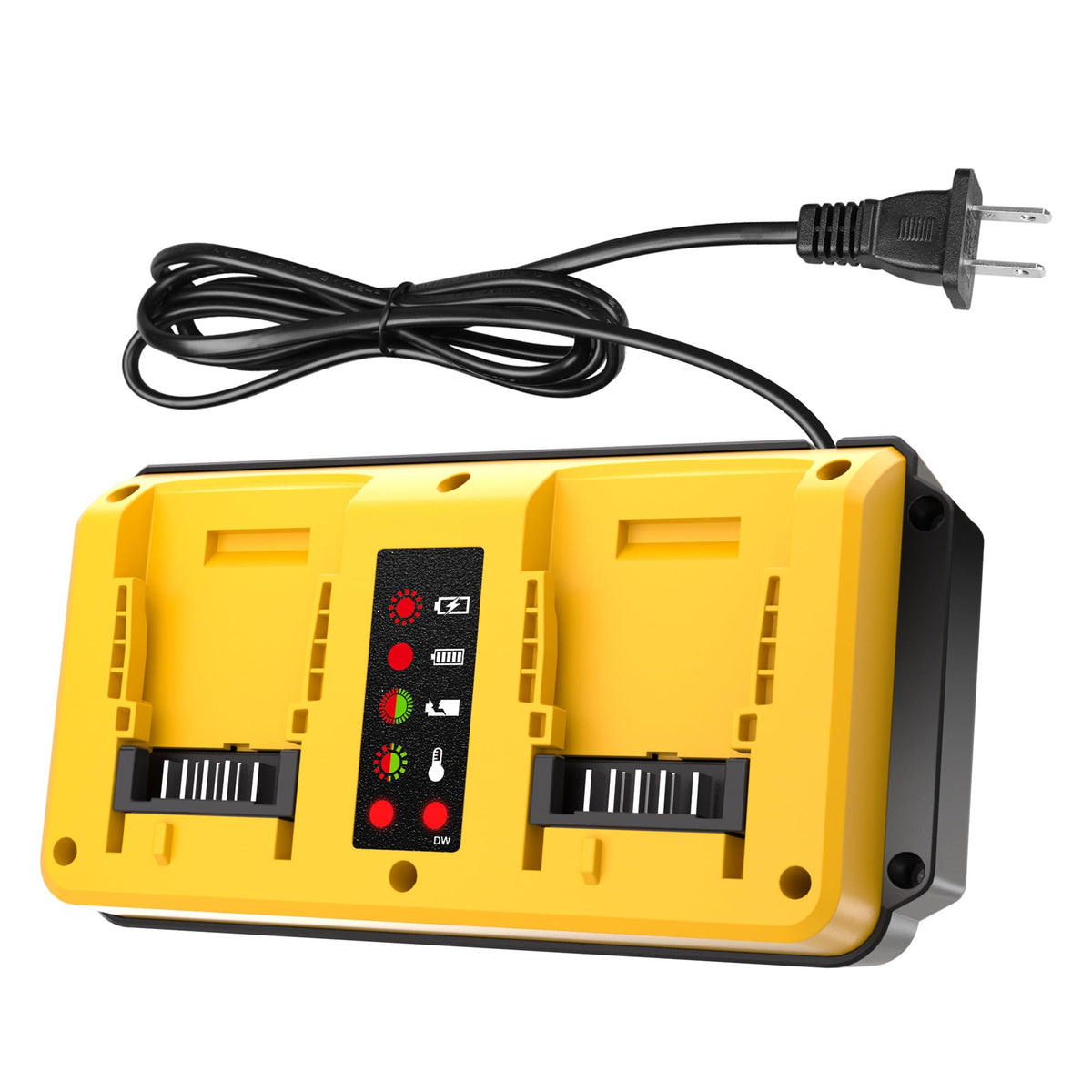 Leisuda 20V Max charger front view, compact and ready for storage.