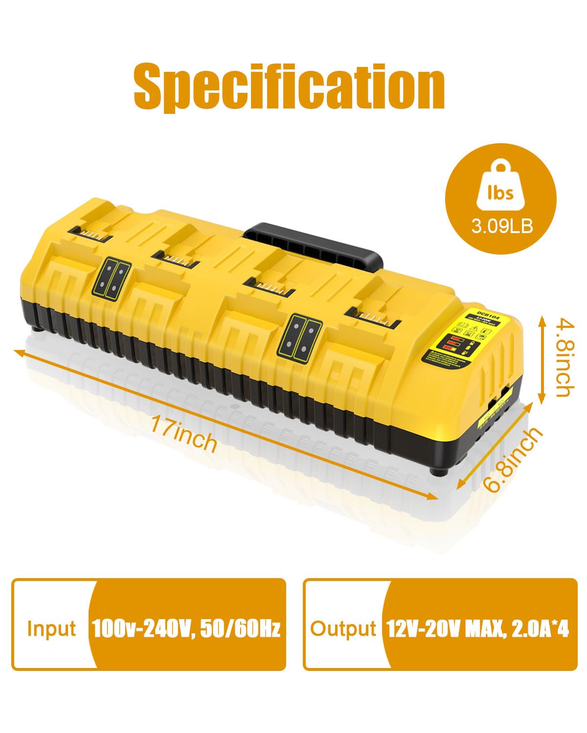 Leisuda DCB104 back view with input and label for safe setup
