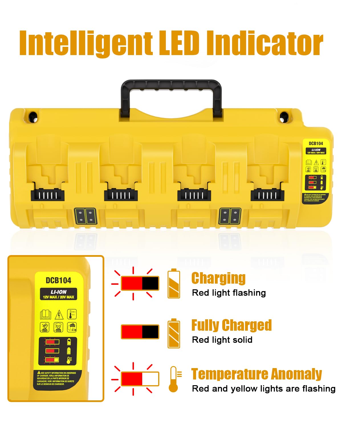 Leisuda DCB104 compatible with multiple DeWalt 12V–60V packs