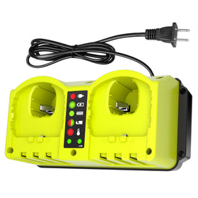 Leisuda P117 18V dual charger front view for efficient Ryobi battery charging