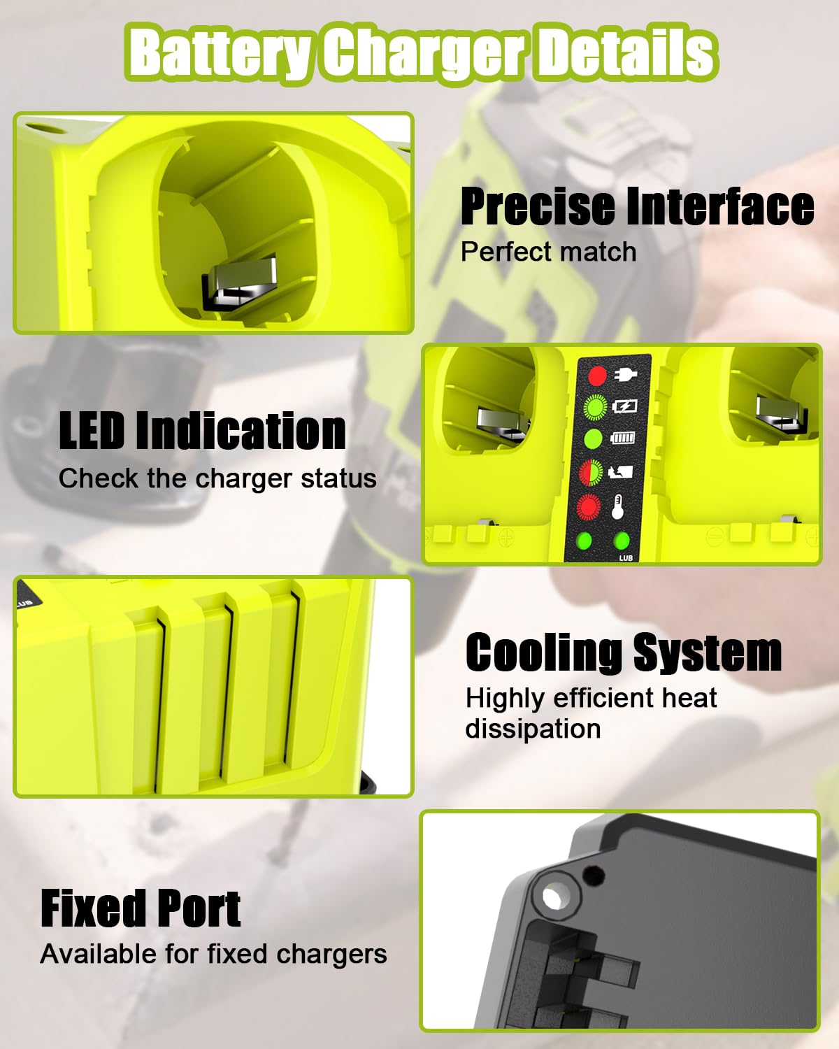 Leisuda P117 18V dual charger supports two batteries, saving time on jobs