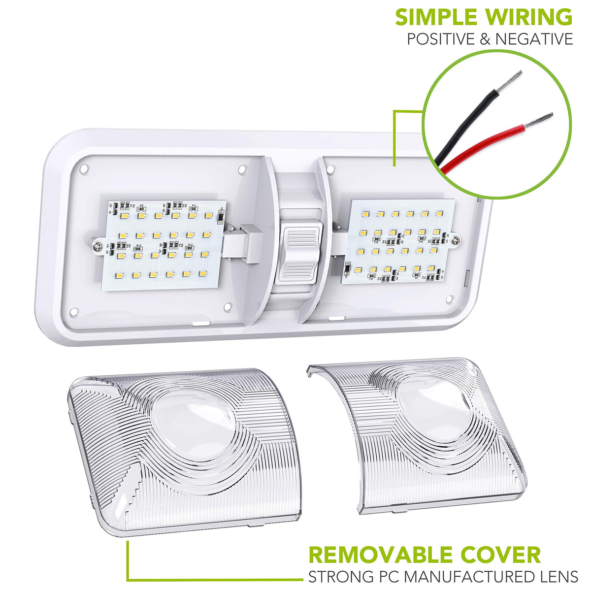 Leisure LED light switch close-up with built-in ON/OFF control