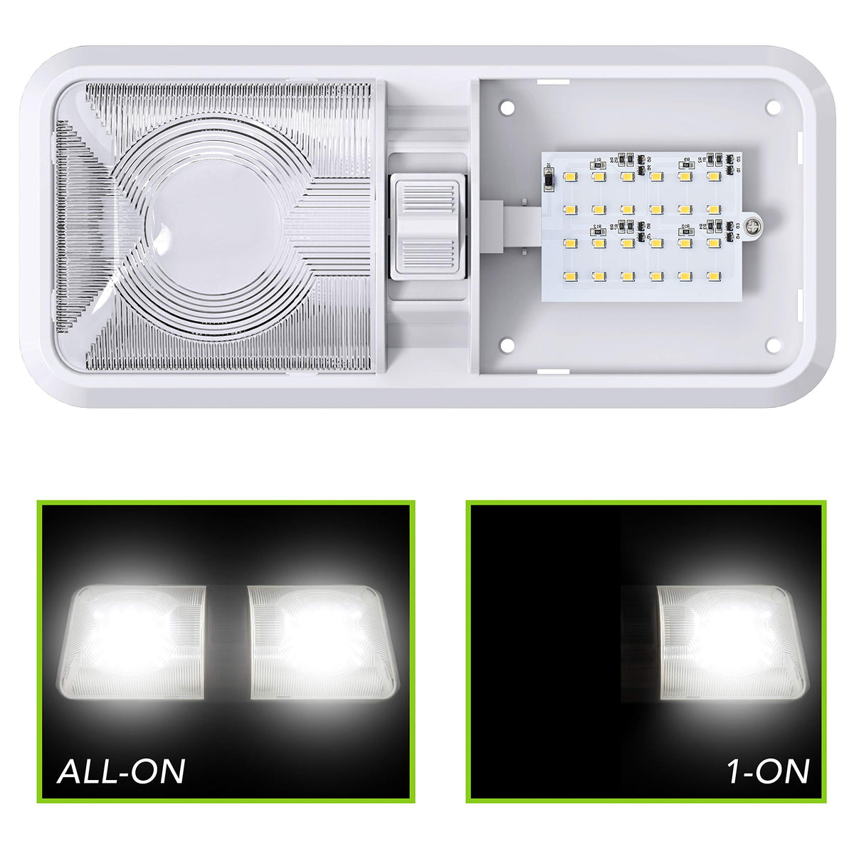 Low power consumption at 6W total across two 275-lumen sides