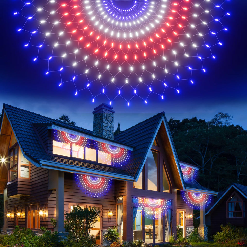 Leisure World flag half-fan LED banner for outdoor patriotic decor, ideal for 4th of July displays.