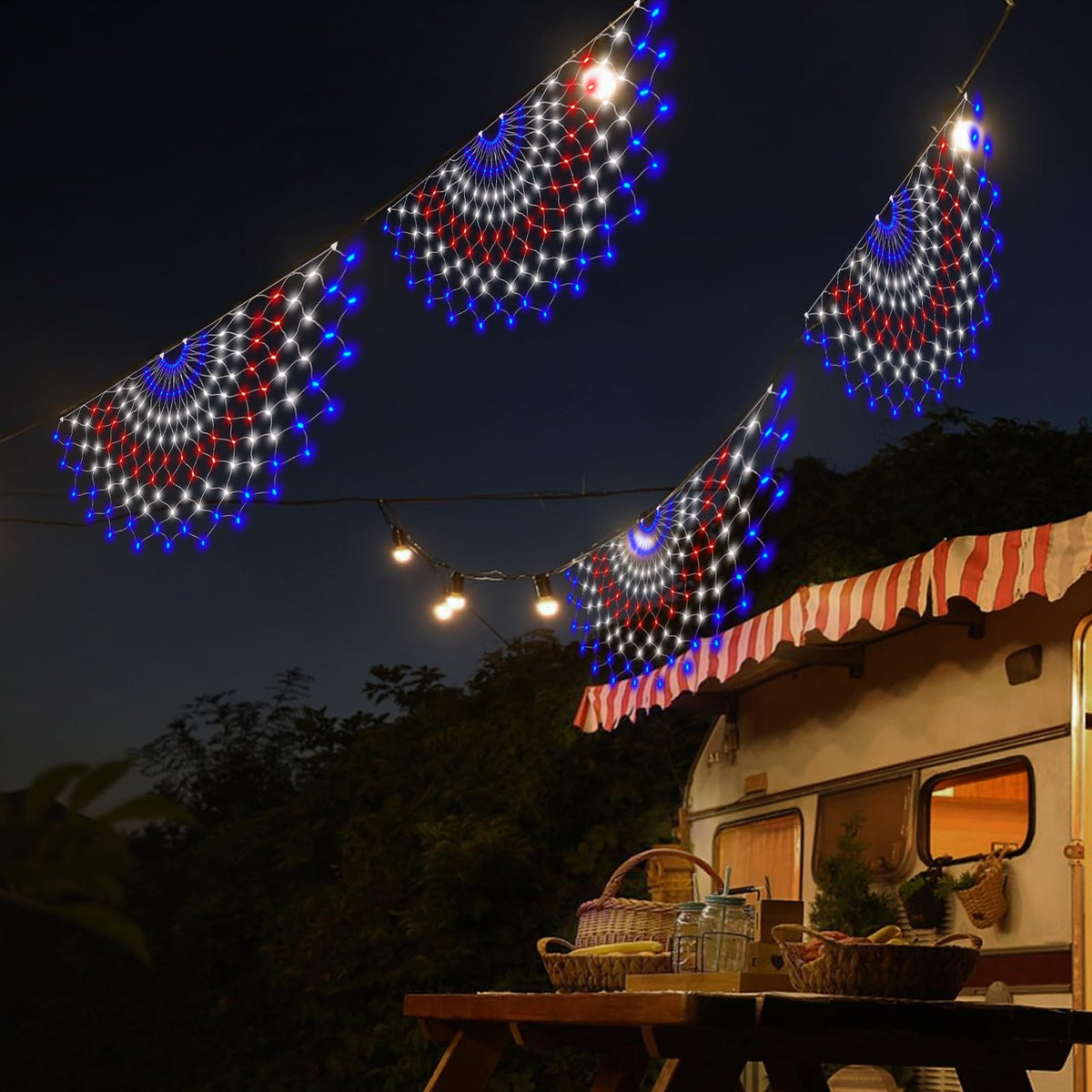 Leisure World weather-resistant LED lights for year-round patriotic displays.