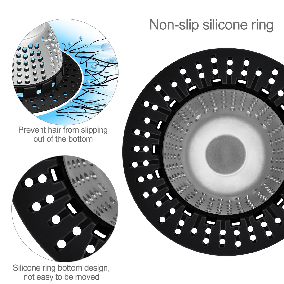 LEKEYE black bathroom accessory adds style while protecting drains.