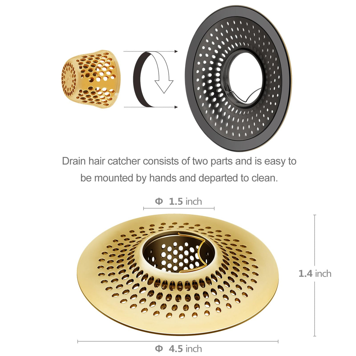 LEKEYE detachable drain hair catcher installation by hand demonstration