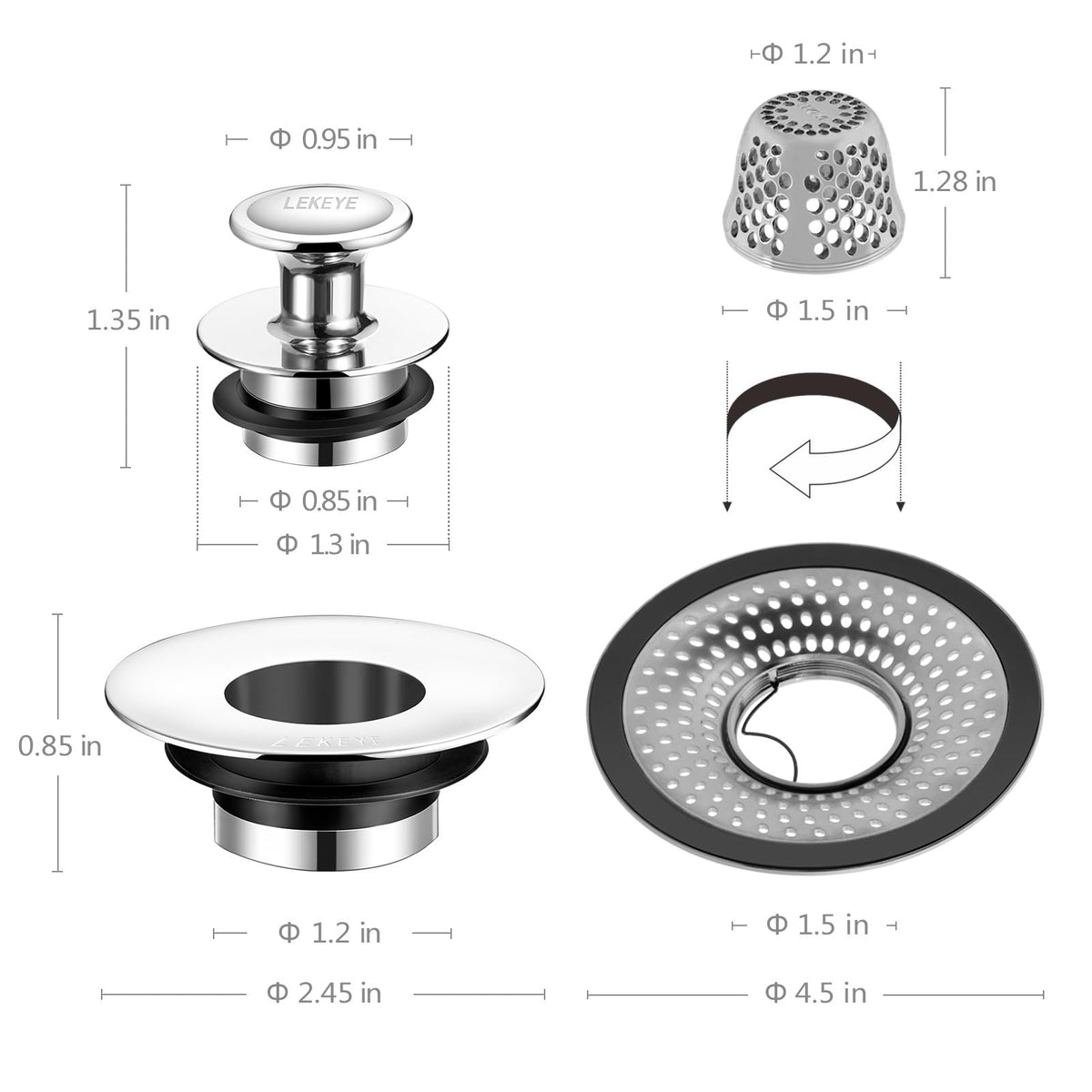 LEKEYE detachable drain hair catcher removable demonstrates easy cleaning and quick maintenance.