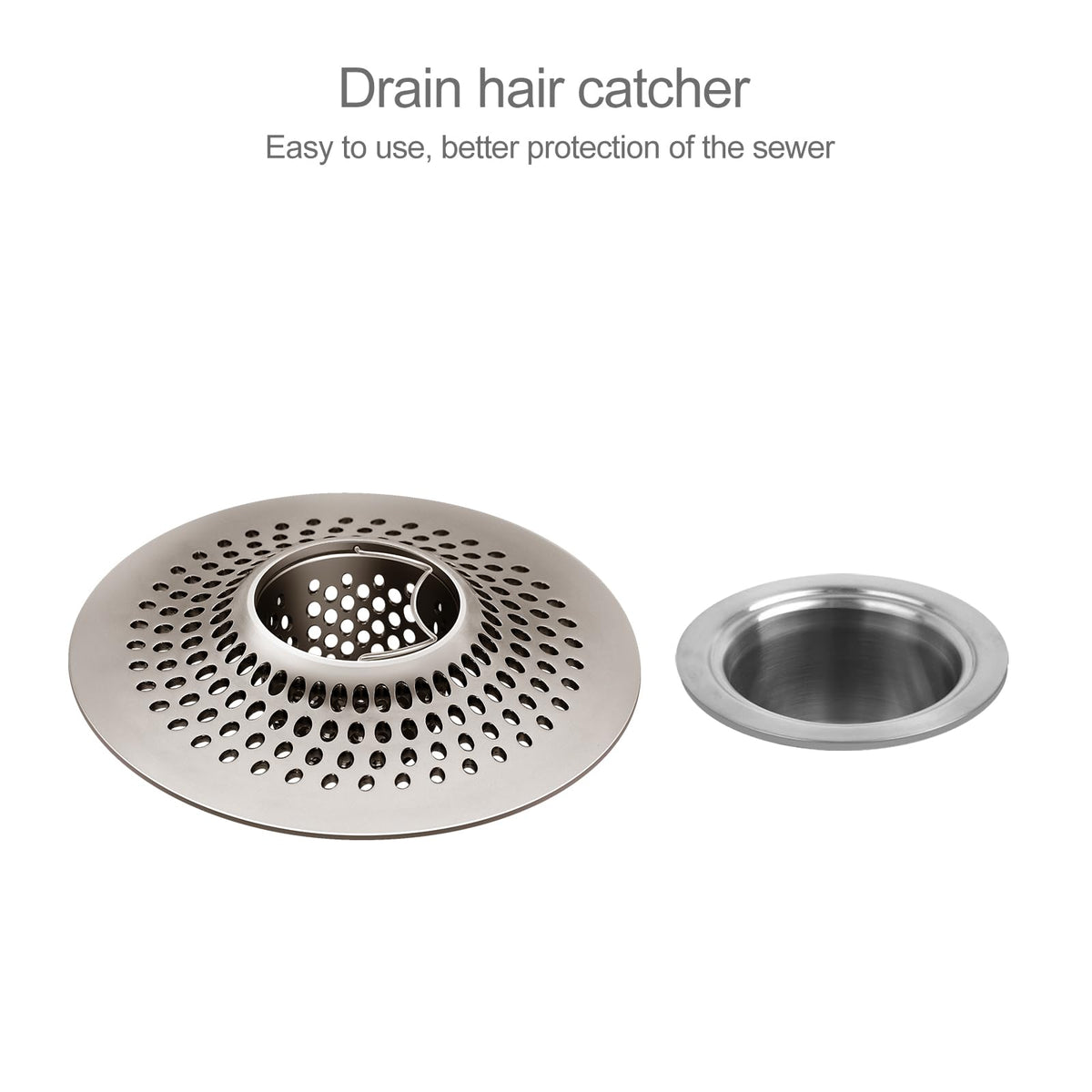 LEKEYE detachable drain hair catcher two-part design; easy installation and cleaning.