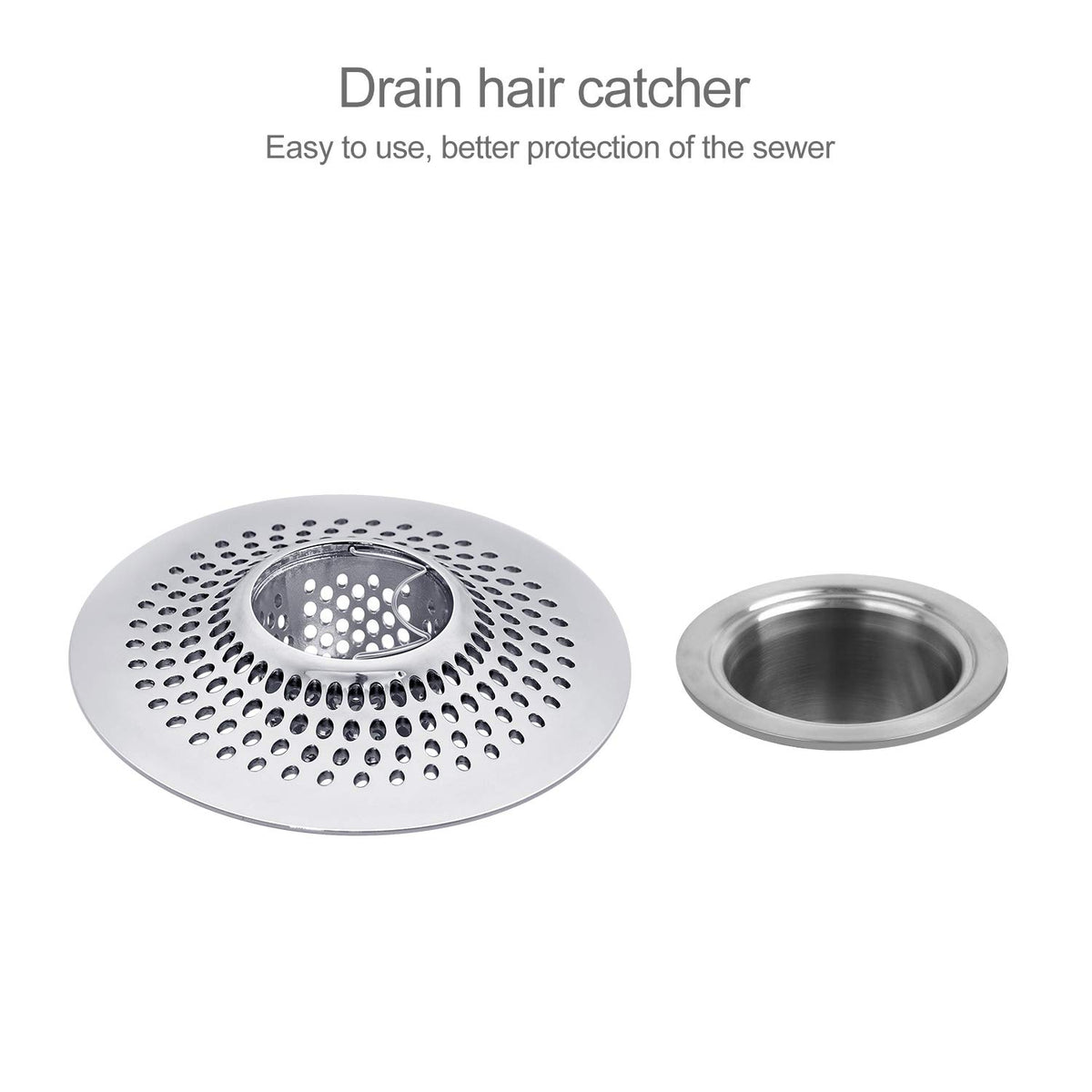 LEKEYE detachable drain hair catcher two-part design for easy mounting and cleaning.