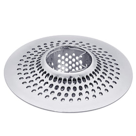 LEKEYE drain hair catcher basket in stainless steel catching hair while maintaining water flow.
