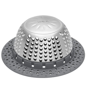 LEKEYE drain hair catcher with dome-top catches hair and debris to prevent clogs.