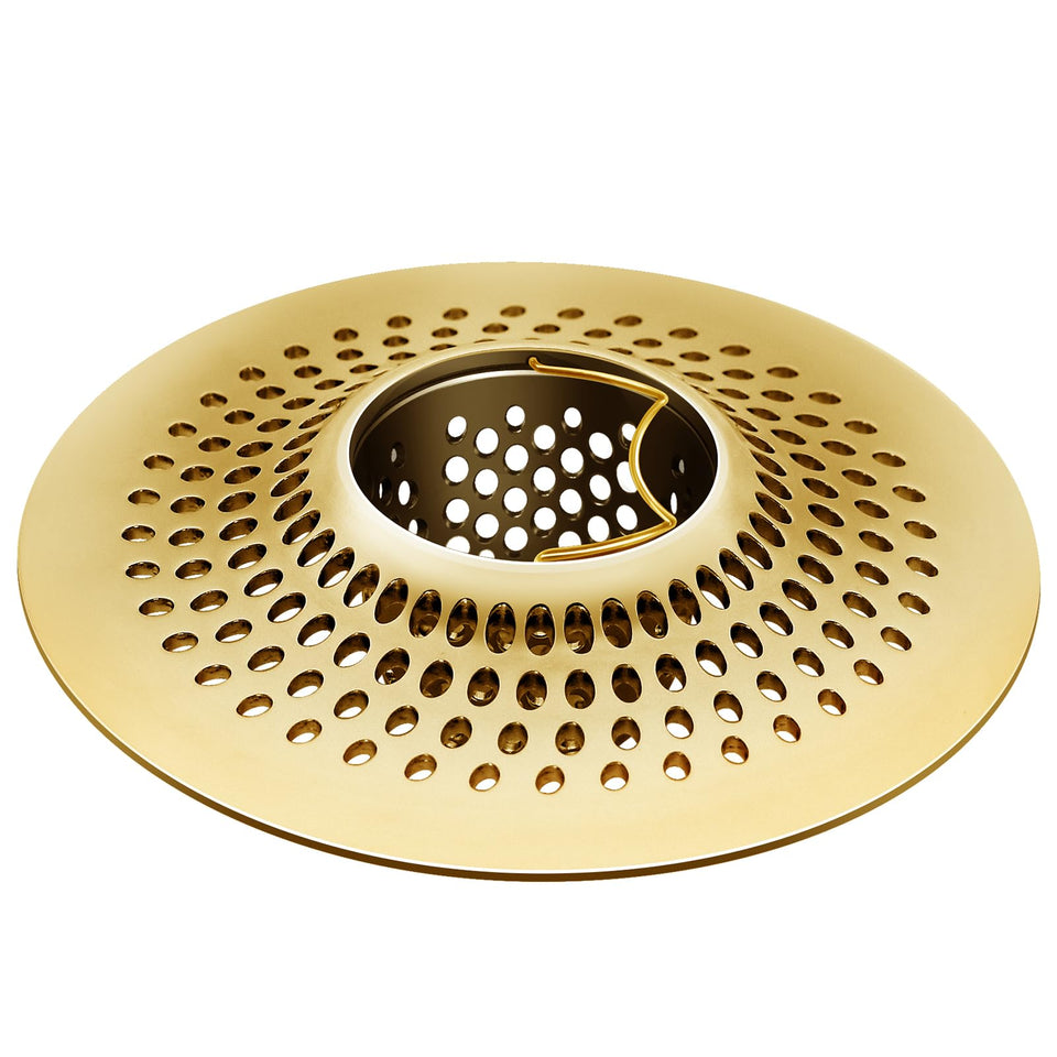 LEKEYE bronze shower drain hair catcher front view, keeps hair out of the drain and water flowing
