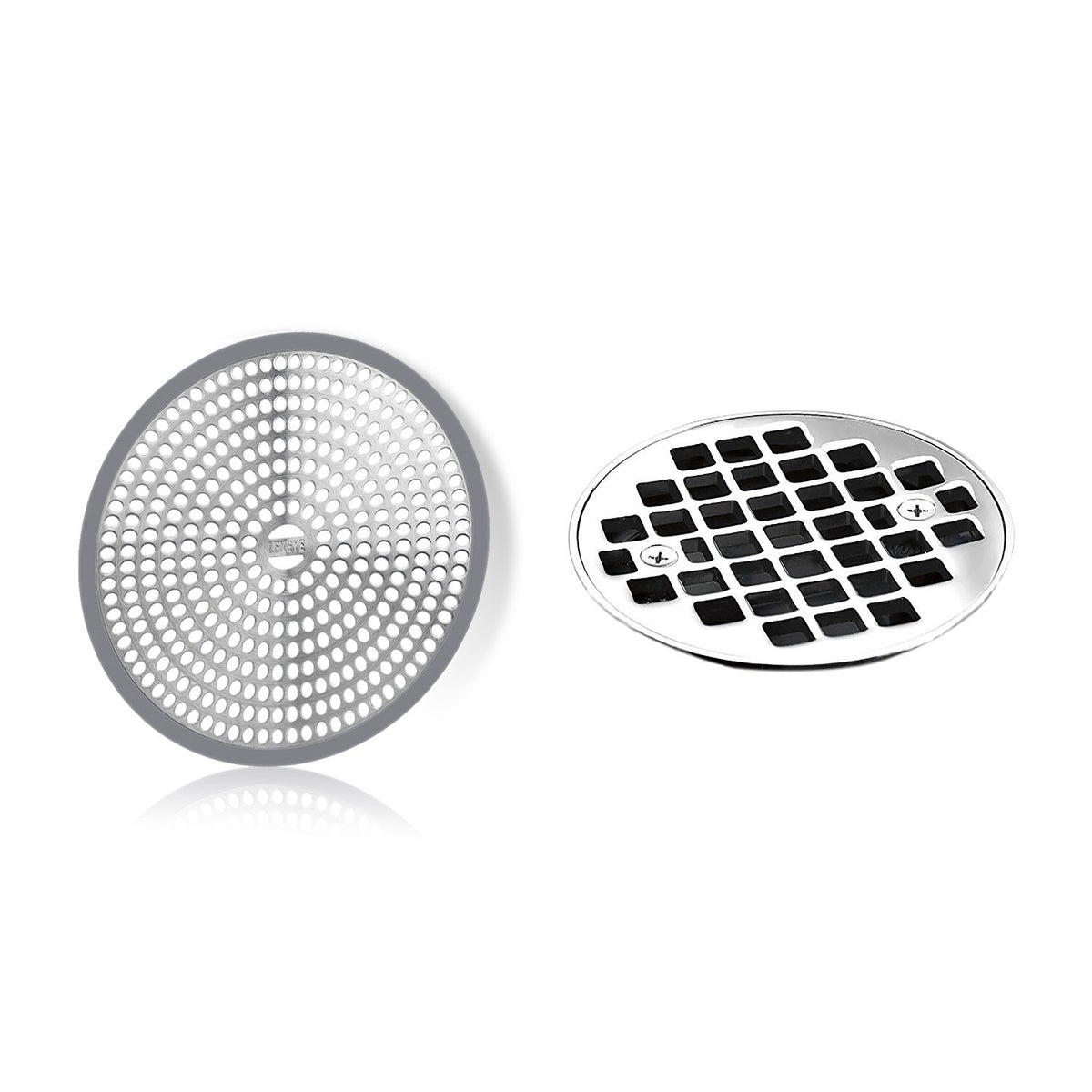 LEKEYE silicone edge hair catcher seals around the drain, blocking debris.