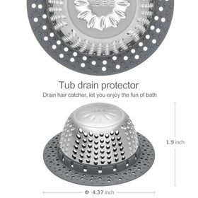 LEKEYE silicone-rim seal sits flush on the drain for secure grip.