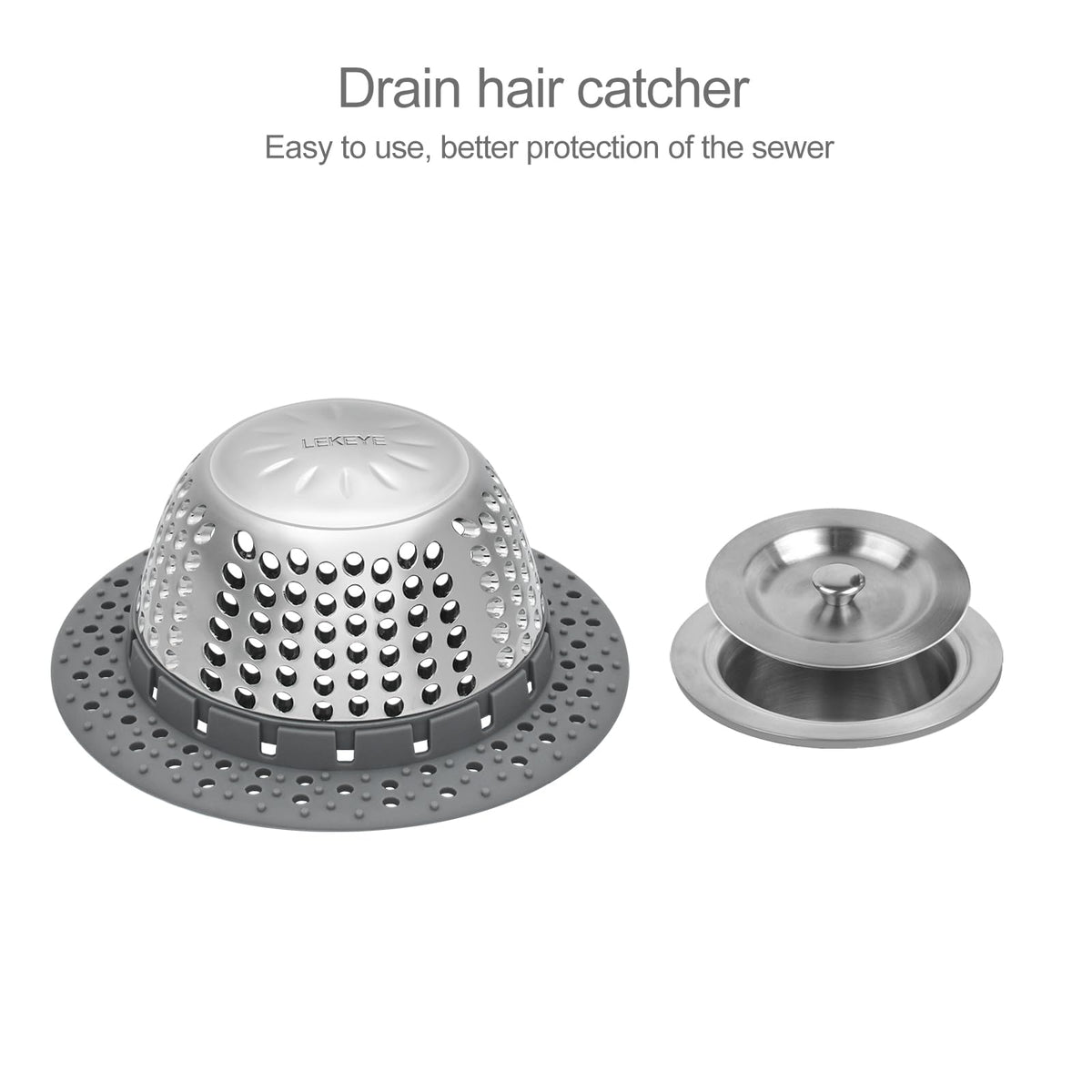 LEKEYE drain path design separates water and hair for quick drainage