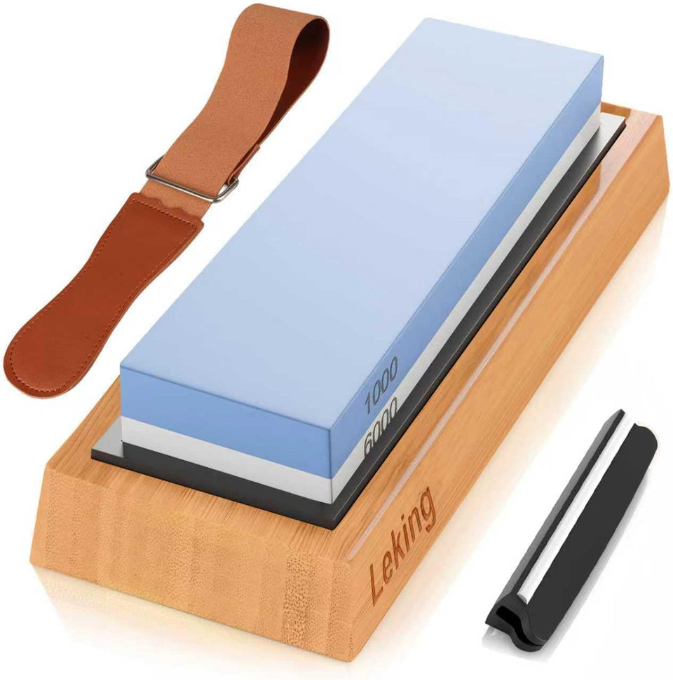 Leking complete sharpening kit on the countertop for convenient knife maintenance