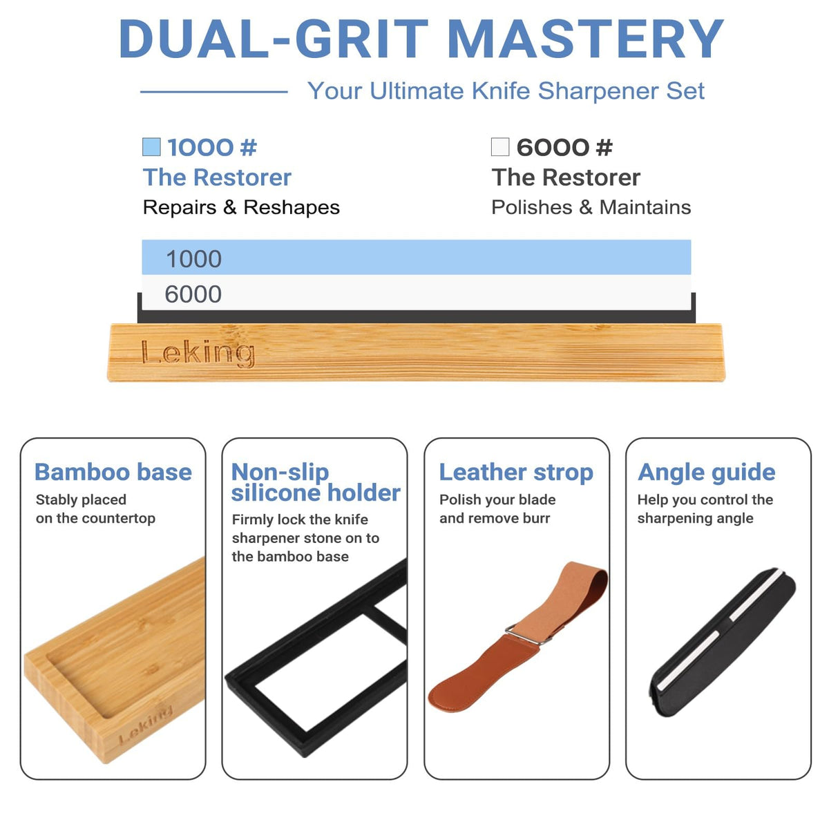 Leking 1000 grit coarse side in action for repairing dull edges