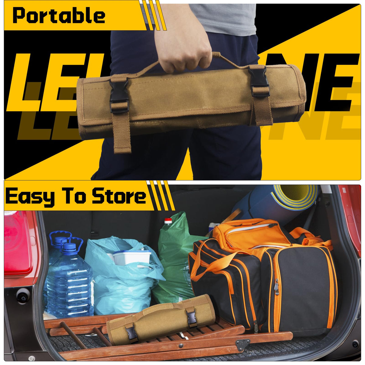 Lelezone Wrench Roll durable canvas stands up to busy workshop conditions.