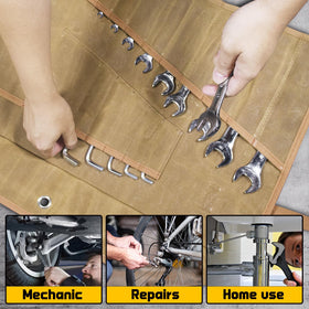 Lelezone Wrench Roll waxed surface resists moisture and dust on the job.