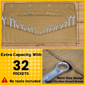 Lelezone Wrench Roll in waxed canvas delivers rugged durability and moisture protection.