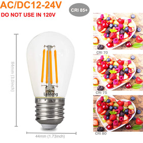 Warm white filament bulb lighting cozy cabin interiors