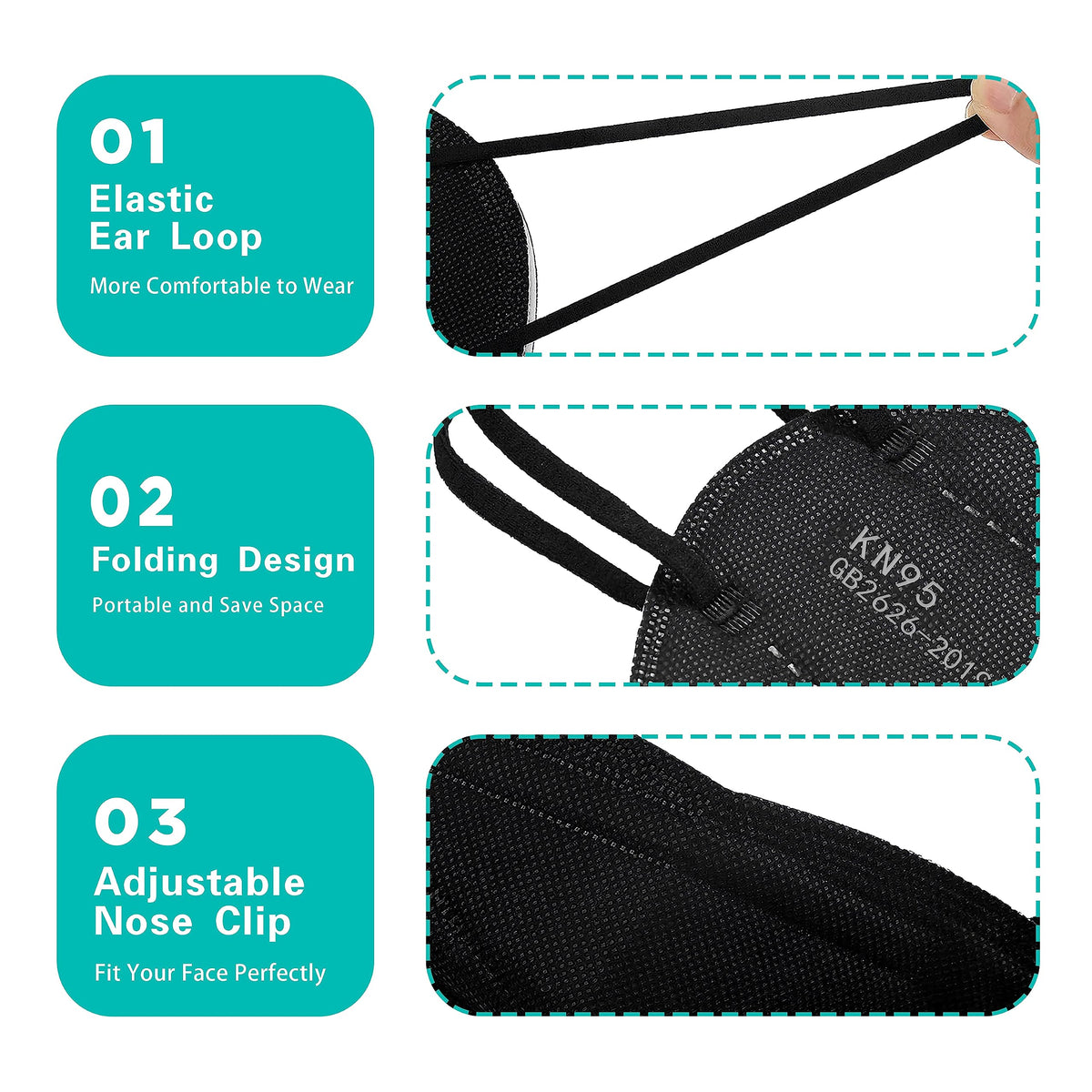 LEMENT KN95 adjustable nose clip ensures a snug seal on the face.