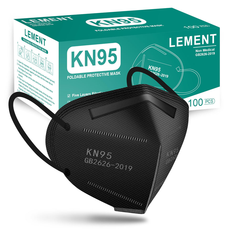 LEMENT KN95 masks 100-pack packaging highlights convenient supply and multi-layer protection.