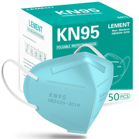 LEMENT KN95 masks blue 50-pack front view for daily commute protection.